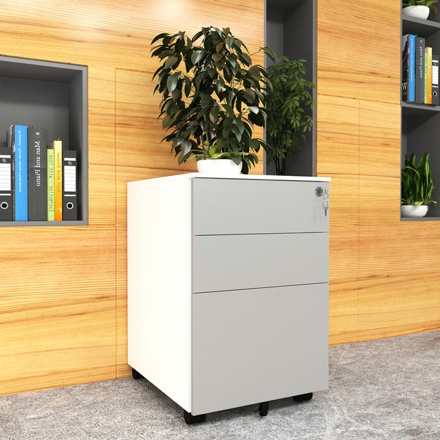 Devaise Rolling Mobile 3 Drawer Office File Cabinet With Wheels In Walnut For Sale Online Ebay