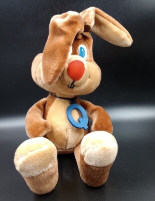 Quik Bunny Blue  Q  Tag Nesquik Nestle Rabbit Plush Toy 1985 by Trudy 15 Inch