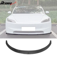 For 24-25 Tesla Model 3 Carbon Fiber Print PP Front Bumper Lip 3PC IKON V4 Style