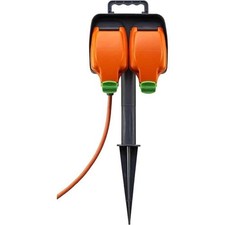 Masterplug Outdoor Extension Lead - 15 Metre Cable - Garden Spike Power Cable