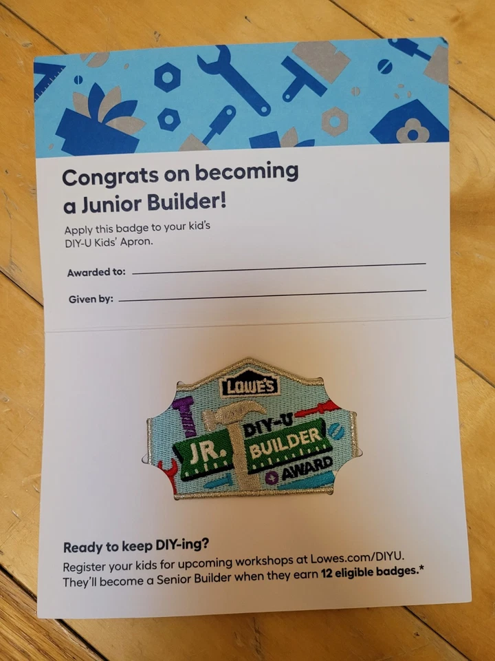 Lowe's JR. DIY BUILDER BUNDLE - 6 KID'S WORKSHOP KITS! Includes JR BUILDER PATCH - Image 2 of 4