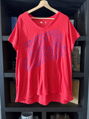 Xersion Plus Red & Blue Multi Motivational Keep Moving Short Sleeve Top 1X