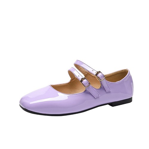 Red Mary Jane French Wedding Shoes Flat Shoes Women's Flat Patent Leather Shoes - Picture 29 of 37