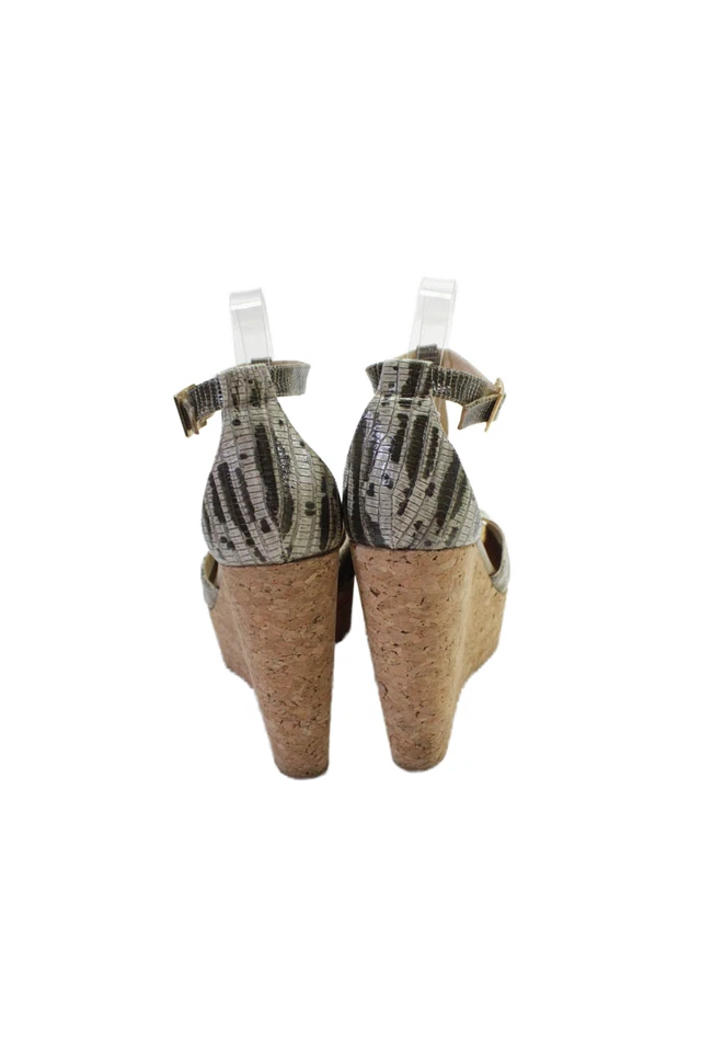 Босоножки Jimmy Choo женские с принтом ящерица пробковая платформа на танкетке коричневые размер 41 11 - Изображение 3 из 4