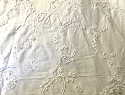 White Duvet Cover Queen Chenille Vine Decoration Westone