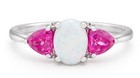 GENUINE 1.02 Cts WHITE OPAL & PINK SAPPHIRE RING SOLID .925 STERLING SILVER -NWT — photo 2