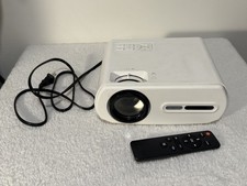 ONNAYO White LED Desktop Projector w/ Remote, Built-In Speakers HDMI USB VGA