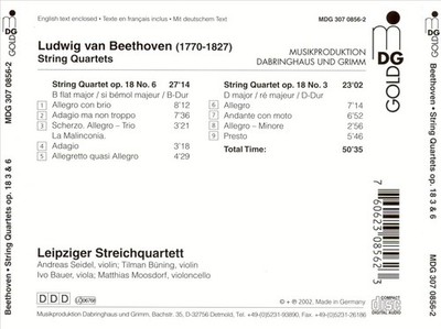 BEETHOVEN: STRING QUARTET IN D MAJOR, OP. 18/3; STRING QUARTET IN B FLAT MAJOR,