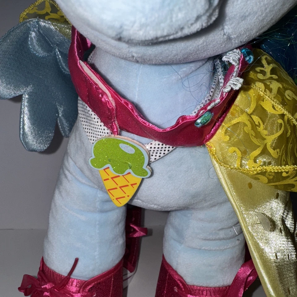 Build A Bear My Little Pony Rainbow Dash Peluche Poni Azul CAPA Brillante Zapatos Arco Foto 3 de 4