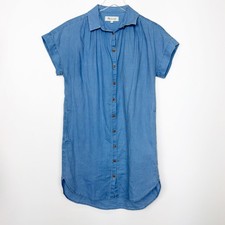 Madewell Women's Short Sleeve Linen Cotton Blend Chambray Dress XS