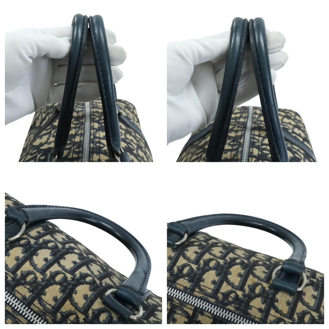 Christian Dior Mini Boston Handbag Canvas Leather Navy Beige Authentic thumbnail 10