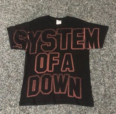Vintage System Of A Down AOP All Over Print Band Tee Shirt Size Medium 