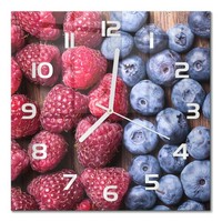 Glas-Wanduhr FüR KüChe Aus GehäRtetem Glas Waldbeeren WeißE Zeiger 30X30 Cm