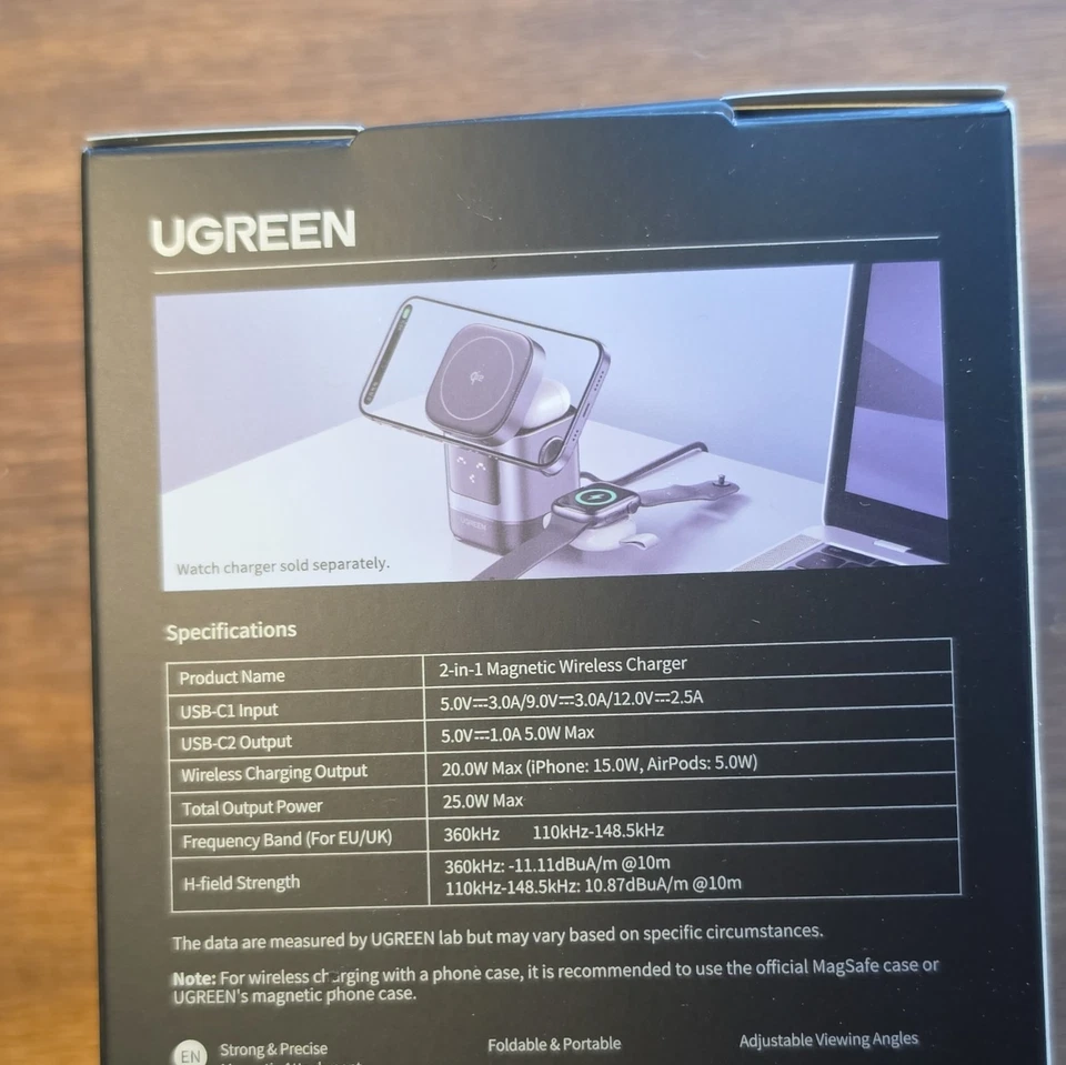 UGREEN 2-in-1 magnetisches Qi Ladegerät USB-C 15W für iPhone/AirPods Schwarz - Bild 3 von 4