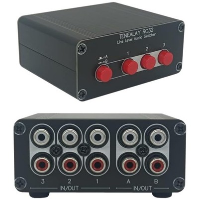 3-in-2 Out RCA Stereo Audio Switch Box Signal Source Selector Compact