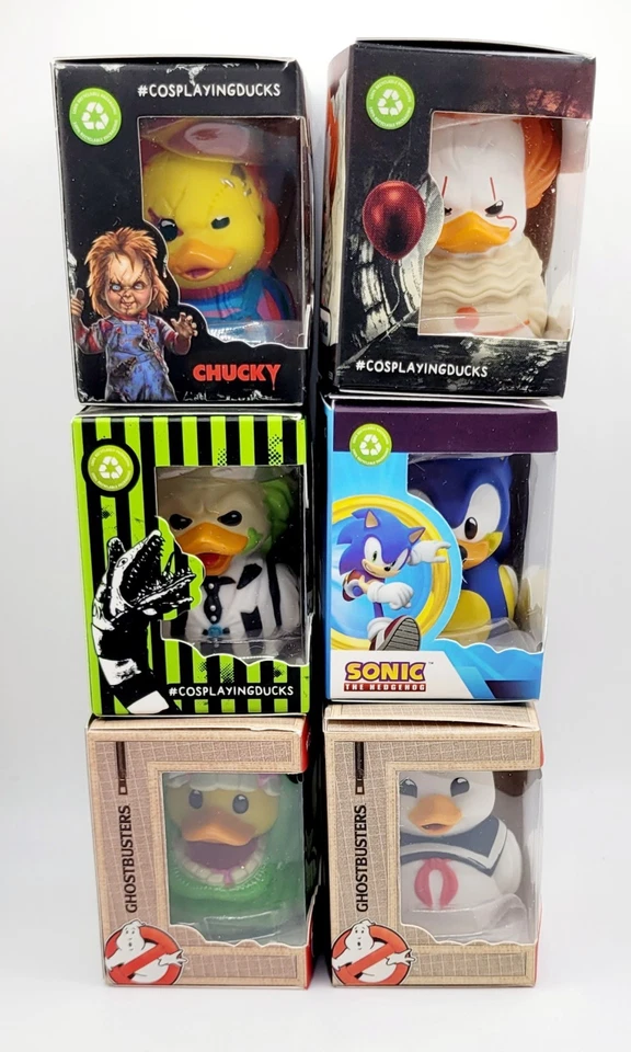 Terror Set De 6 TUBBZ Mini Pato Lote Chucky Slimer Stay Puft Beetlejuice Sonic IT Foto 3 de 3