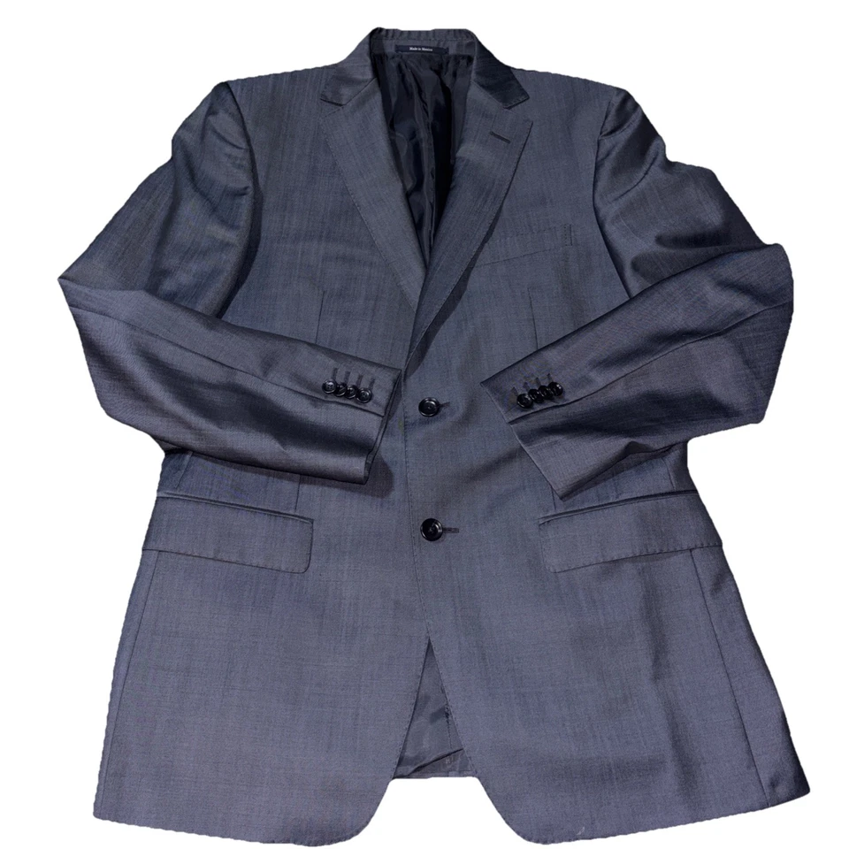Calça jaqueta blazer azul marinho costurada lapela terno mohair lã ventilação dupla Z Zegna 48R - Imagem 3 de 4