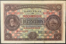 1941 MOZAMBIQUE PAPER MONEY - 10 ESCUDOS BANKNOTE!