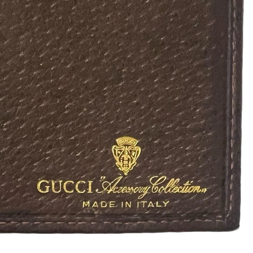 Carteira vintage Gucci Sherry Line anos 80 couro revestido lona três dobras bolso - Imagem 3 de 4