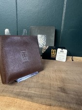 DAKS London Portafoglio Uomo Pelle Marrone Bi-Fold Autentico con Scatola ed Etichetta