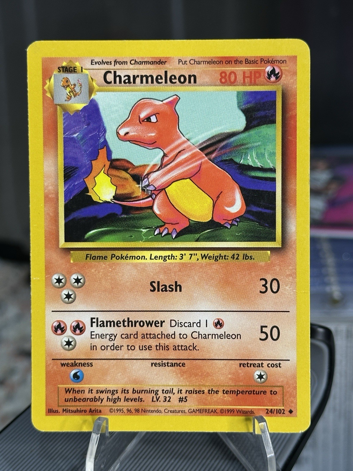 Pokemon TCG Charmeleon Base Set Shadowless 24/102 VTG mp WOTC 1999
