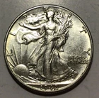 1942 Walking Liberty Silver Half Dollar, AU+/BU. Great Luster & Detail! STC! G38
