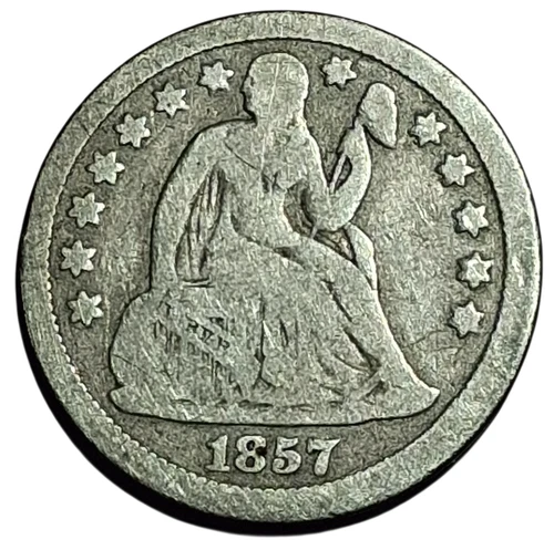 1857 Seated Liberty Dime Silver Coin – VG Details – Pre Civil War #882