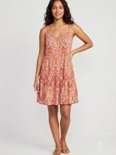 Old Navy Coral and Peach Printed Mini Sundress