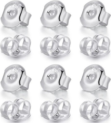 Luxury Hypoallergenic Earring Backs in 12 Pcs Gift Box - Sterling Silver Style