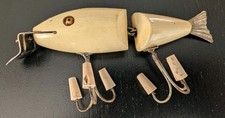 RARE CREEK CHUB WIGGLE FISH VINTAGE JOINTED FISHING LURE UNCATALOGUED ALL WHITE!
