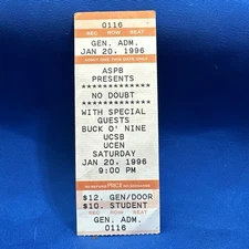 Rare No Doubt Live Jan. 20th 1996 UCSB UCEN Concert Ticket Full GA Santa Barbara