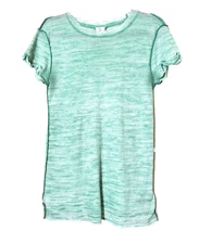 Free People Womens Small Top Distressed Burnout Thin TEE T-shirt Waffle Green