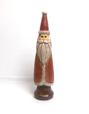 Primitive Folk Art Christmas Carved Wood Santa Claus 12.5" h