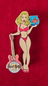 Hard Rock Pin Los Angeles January Girl with Pet Goldfish fish cute Sexy 2005 LE