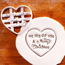We Woof You A Merry Christmas Cookie Cutter - Heart Shaped Festive Dog Treats