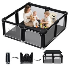 Foldable Playpen for Babies and Toddlers, 50"x50" Portable Play Yard with Mat...