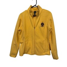 Lauren Ralph Lauren Women's Yellow Fleece Full Zip Jacket Crest Logo Size L Vtg