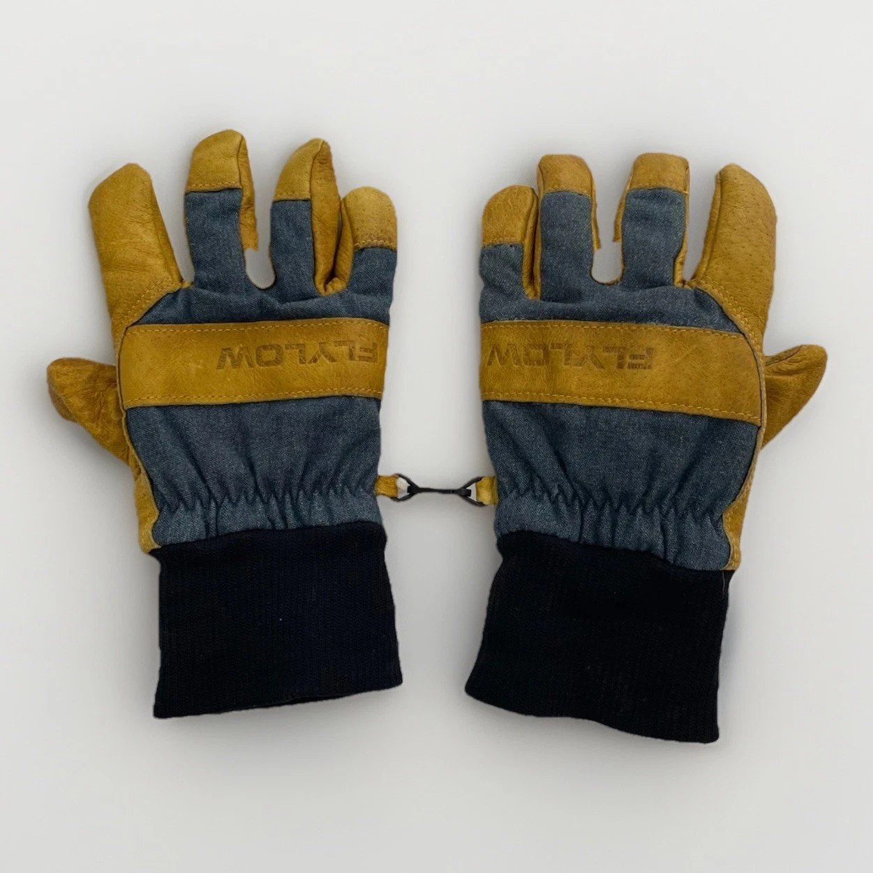 Flylow Ridge Glove Men Medium Ski Snowboard Leather Insulated Charcoal Yellow