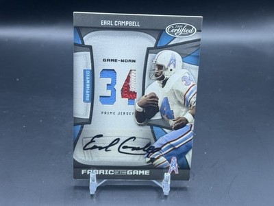 2009 Panini Certified Earl Campbell Game Worn Prime Patch Auto /10 Oilers