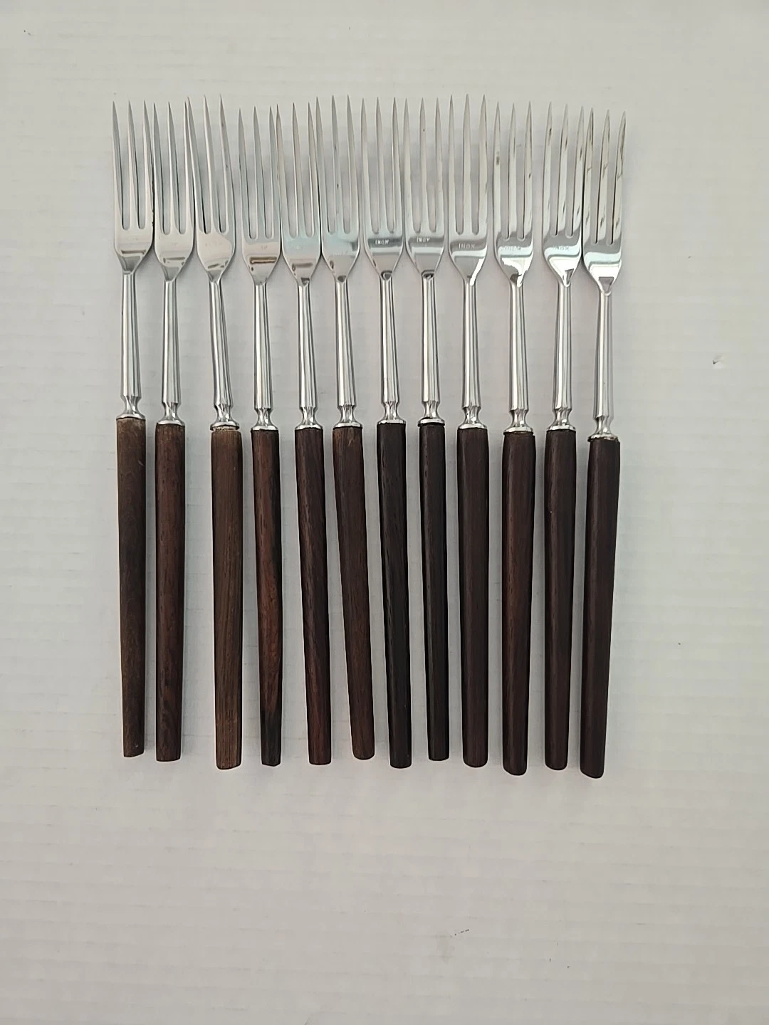 Vintage INOX Set of 12 French Fondue Serving Forks Stainless Steel France