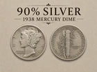 90% Silver Mercury Dime, 1938, Circulated