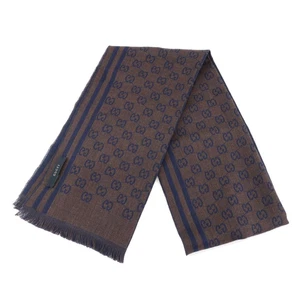 Tenpaku Gucci écharpe motif Gg marron marine laine étole homme unisexe vêtement mode