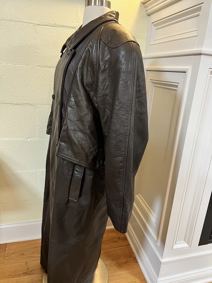 Gabardina de cuero marrón para mujer Daniel Marcus de colección talla grande hecha en Canadá Foto 4 de 4