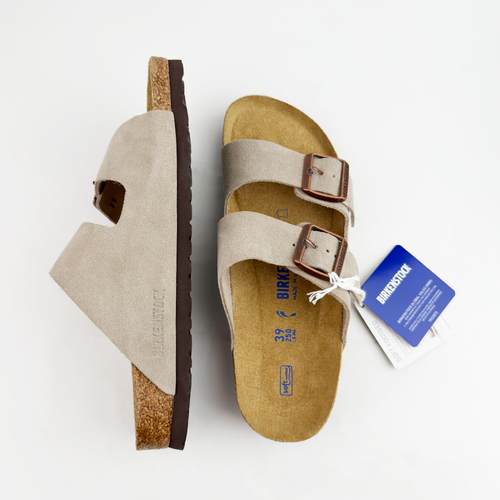 Sandali Birkenstock Arizona taupe morbidi plantare pelle scamosciata donna e uomo - Foto 5 di 11