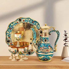 Turkish Tea Set Vintage Coffee Set W/ Pot +6 Cups for Wedding Christmas Birthday