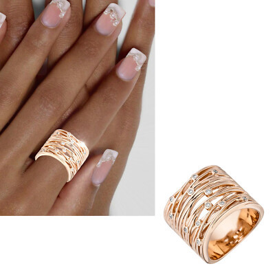 Damen Ring extra breit 585 echt Rotgold rose Diamanten 0,14 ct W/SI Gr 56  58 60