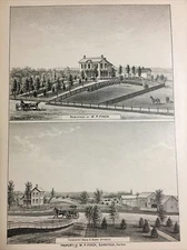 Original 1878 Print Saratoga New York House Barn Residence of WP Finch Horses +