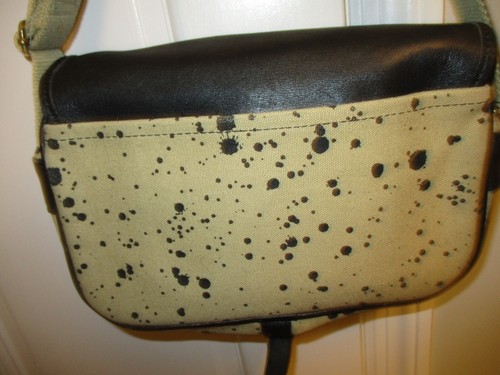 LeSportsac Elements Crossbody Bag Tan Canvas Splatter Leather w/ Dust Bag NEW - Picture 11 of 12