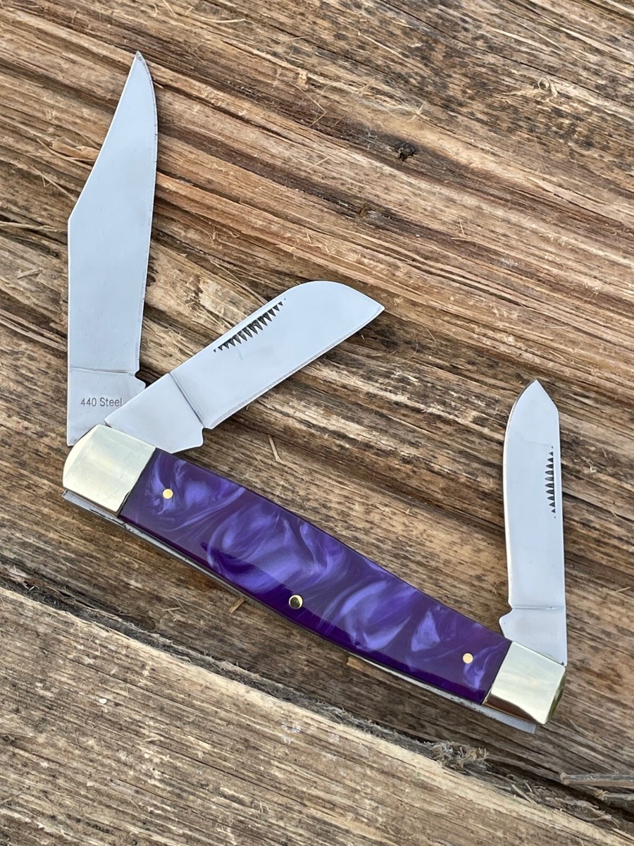 GERMAN CREEK *a PLUM PURPLE SYNTHETIC 75 STOCKMAN KNIFE KNIVES | eBay