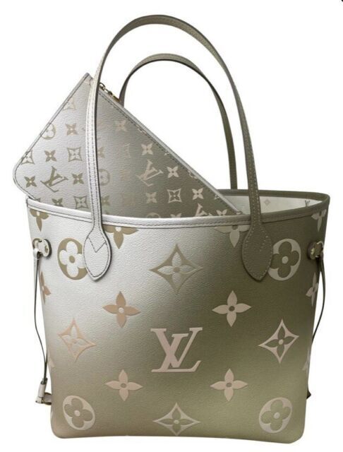 Louis Vuitton Neverfull MM Khaki Green/Beige/Cream in Cowhide Leather with  Gold-tone - US